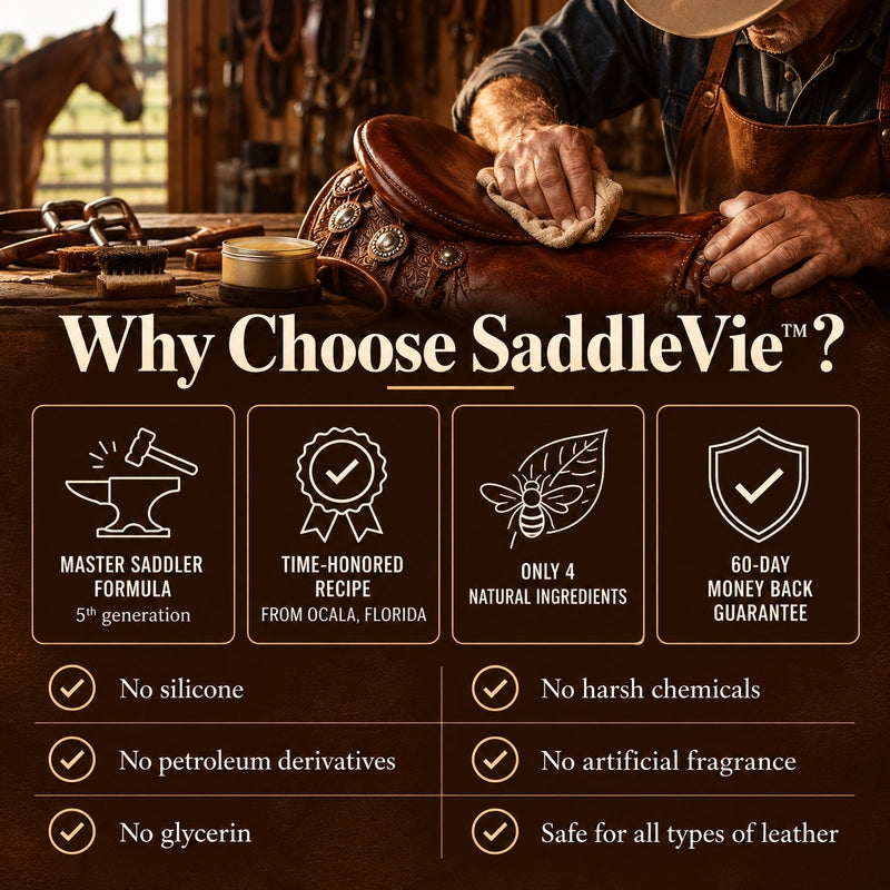 SaddleVie™ – Natural Leather Conditioner for Saddles & Tack