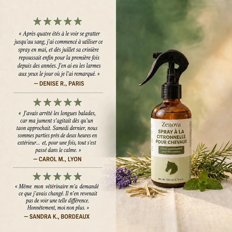 Zanova - Spray naturel anti-insectes pour chevaux et poneys